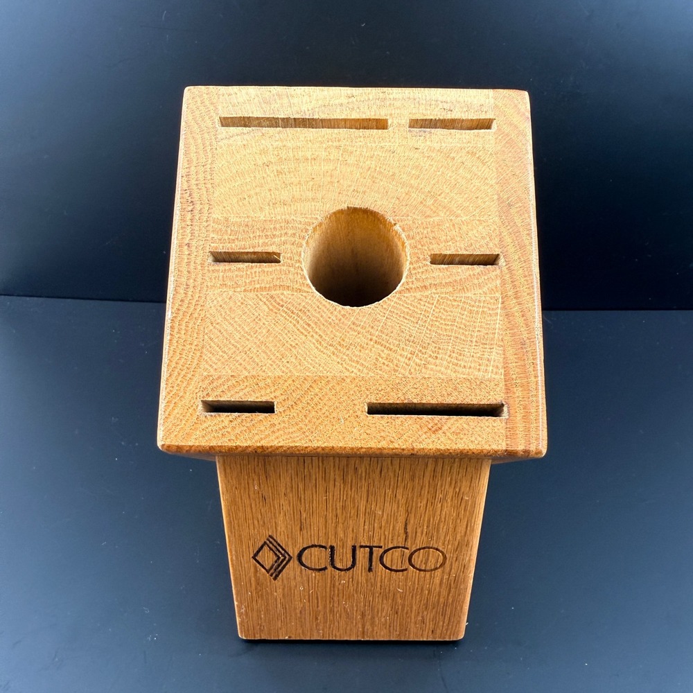 Cutco 7-Slot Honey Oak Wood Knife Block Holder Storage Made in USA